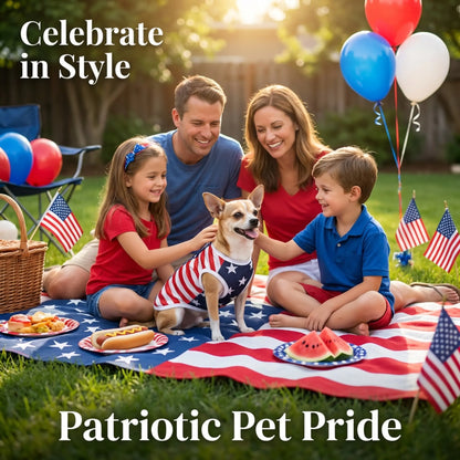 USA 250th Anniversary Dog Vest - American Flag Design, Breathable Mesh Fabric for Summer Comfort, Ideal for Small Dogs on Independence Day