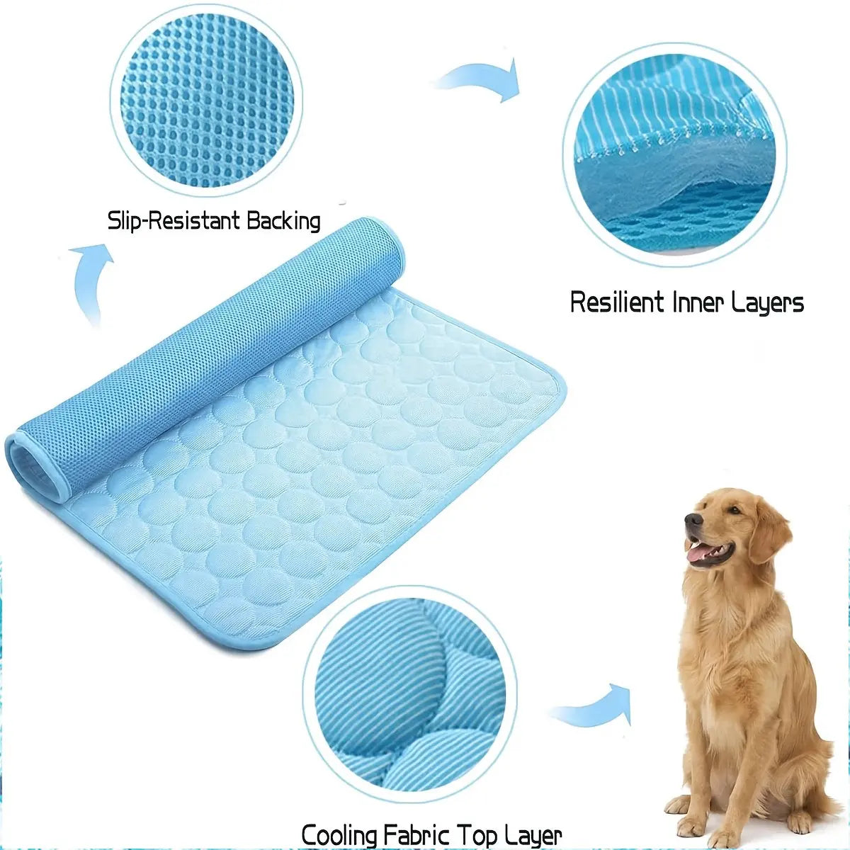 2026 Premium Cooling Dog Bed - Ice Silk Fabric Cooling Mat for Pets, Non-Slip & Machine Washable, Ideal for Summer Comfort for All Sizes