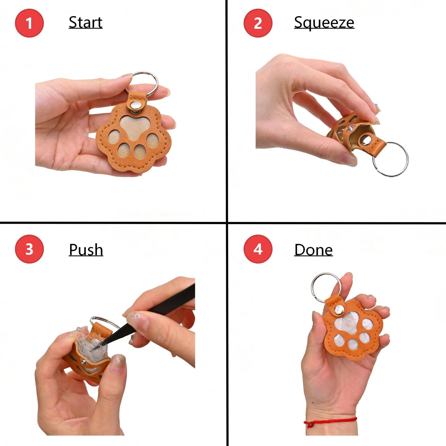 Cherish Your Furry Friend with Our Pet Fur Keepsake Leather Keychain – Adorable Paw Charm for Dog & Cat Hair, Perfect Gift for Pet Lovers