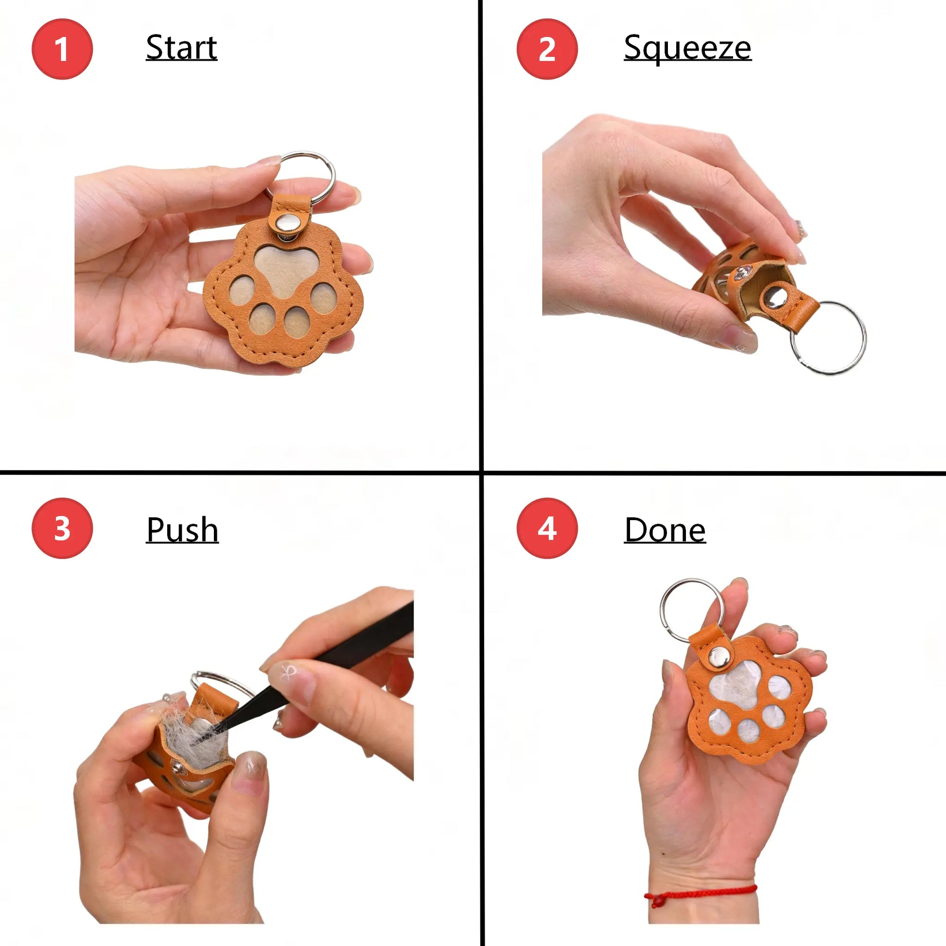 Cherish Your Furry Friend with Our Pet Fur Keepsake Leather Keychain – Adorable Paw Charm for Dog & Cat Hair, Perfect Gift for Pet Lovers