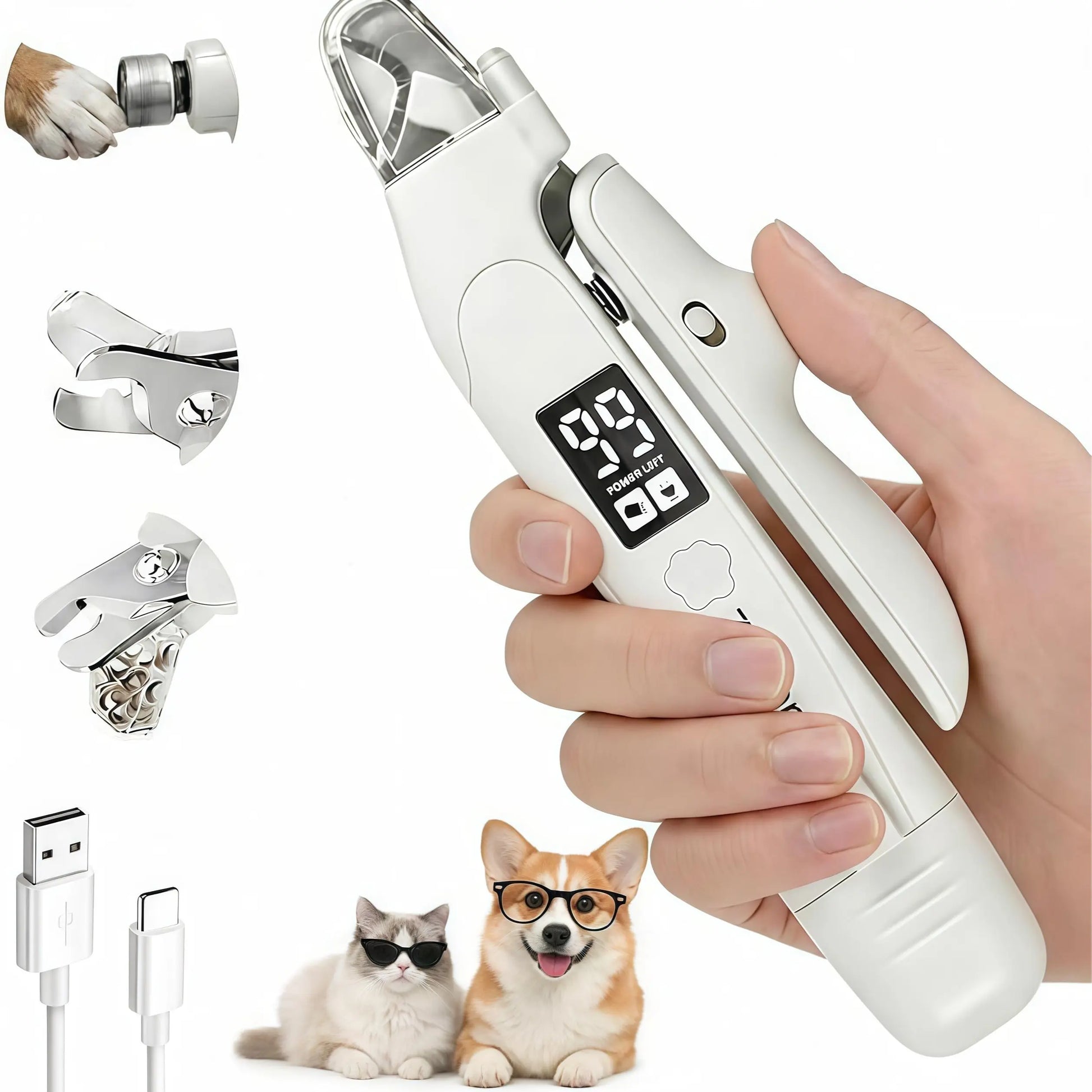 Ultimate 2-In-1 Dog & Cat Nail Clipper and Grinder with LED Light – Low-Noise Electric Pet Nail Trimmer for Stress-Free Grooming, Safety Lock, Nail Catcher, and USB-C Rechargeable Design – Perfect for Small to Medium Pets