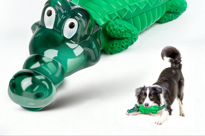Premium Large Alligator-Designed Dog Chew Toy for Aggressive Chewers - Infused with Milk Scent to Reduce Anxiety and Boredom