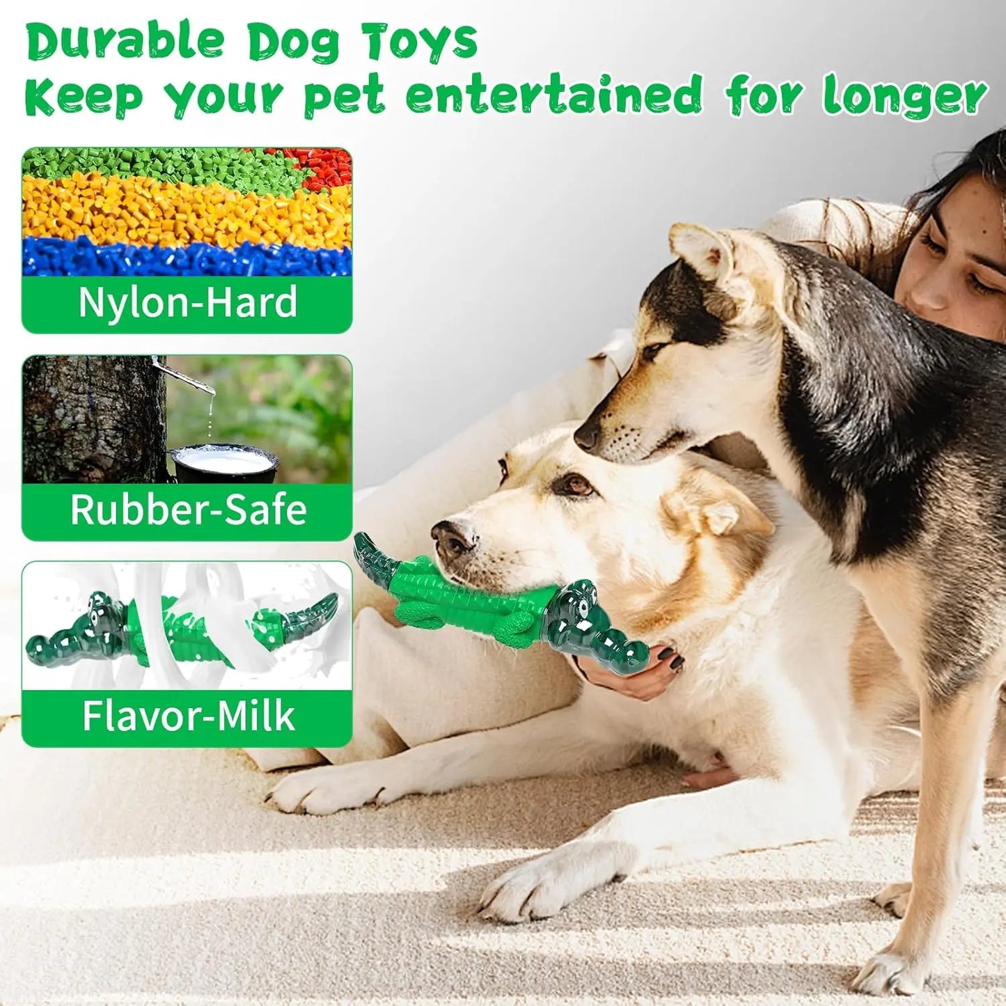 Premium Large Alligator-Designed Dog Chew Toy for Aggressive Chewers - Infused with Milk Scent to Reduce Anxiety and Boredom