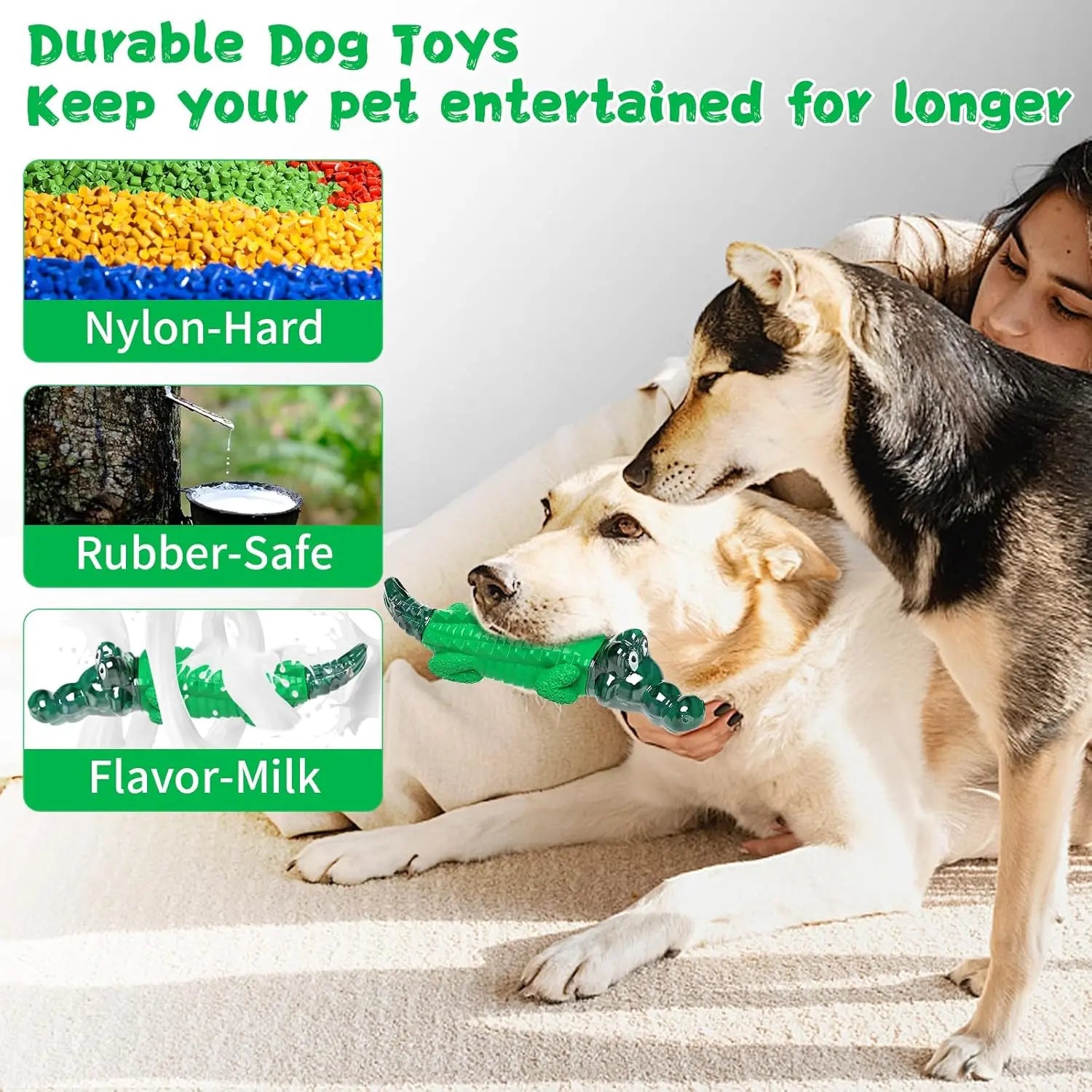Premium Large Alligator-Designed Dog Chew Toy for Aggressive Chewers - Infused with Milk Scent to Reduce Anxiety and Boredom