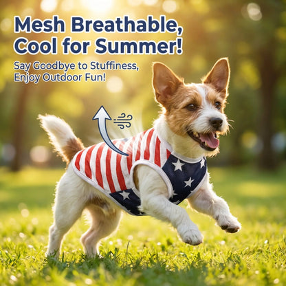 USA 250th Anniversary Dog Vest - American Flag Design, Breathable Mesh Fabric for Summer Comfort, Ideal for Small Dogs on Independence Day