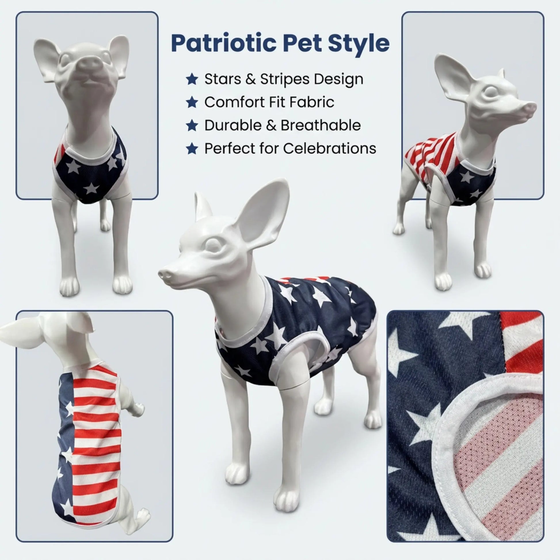 USA 250th Anniversary Dog Vest - American Flag Design, Breathable Mesh Fabric for Summer Comfort, Ideal for Small Dogs on Independence Day