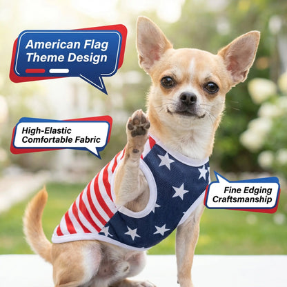 USA 250th Anniversary Dog Vest - American Flag Design, Breathable Mesh Fabric for Summer Comfort, Ideal for Small Dogs on Independence Day
