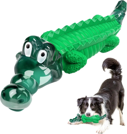 Premium Large Alligator-Designed Dog Chew Toy for Aggressive Chewers - Infused with Milk Scent to Reduce Anxiety and Boredom