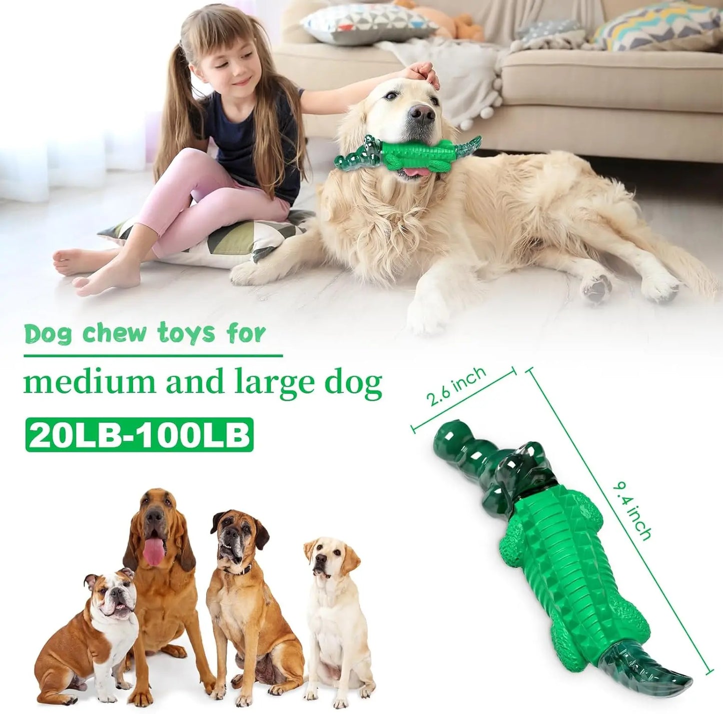 Premium Large Alligator-Designed Dog Chew Toy for Aggressive Chewers - Infused with Milk Scent to Reduce Anxiety and Boredom