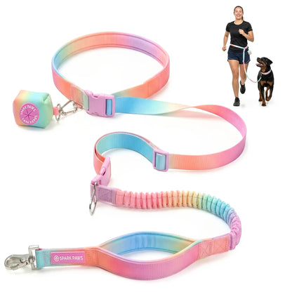 Spark Paws Hands-Free Dog Leash with Shock Absorbing Bungee, Car Seatbelt Clip, and Poop Bag Set - Heavy Duty Tactical Lead for Medium to Extra-Large Breeds